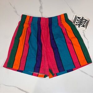 NWT Rare Deadstock Live Wire 80s Era S Rainbow Stripe Shorts!